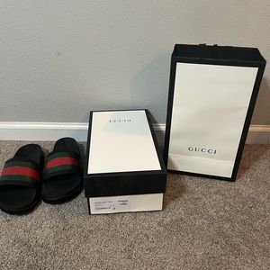 Men's Gucci Web Rubber Slide